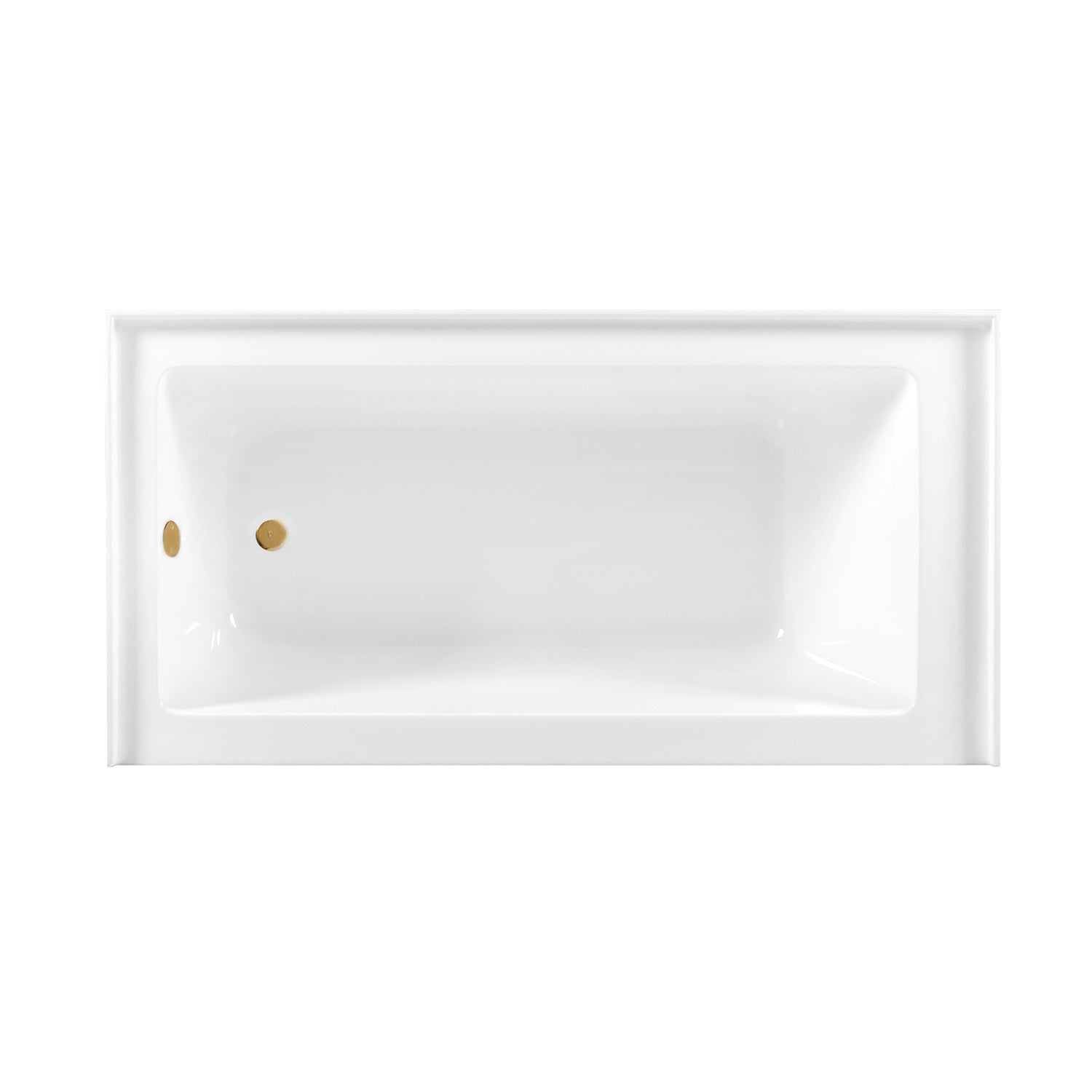 Aqua Eden CVTDE603122L7 60" Acrylic Rectangular 3-Wall Alcove Tub Combo with Waste and Overflow Drain (Left Hand Drain), Glossy White/Brushed Brass