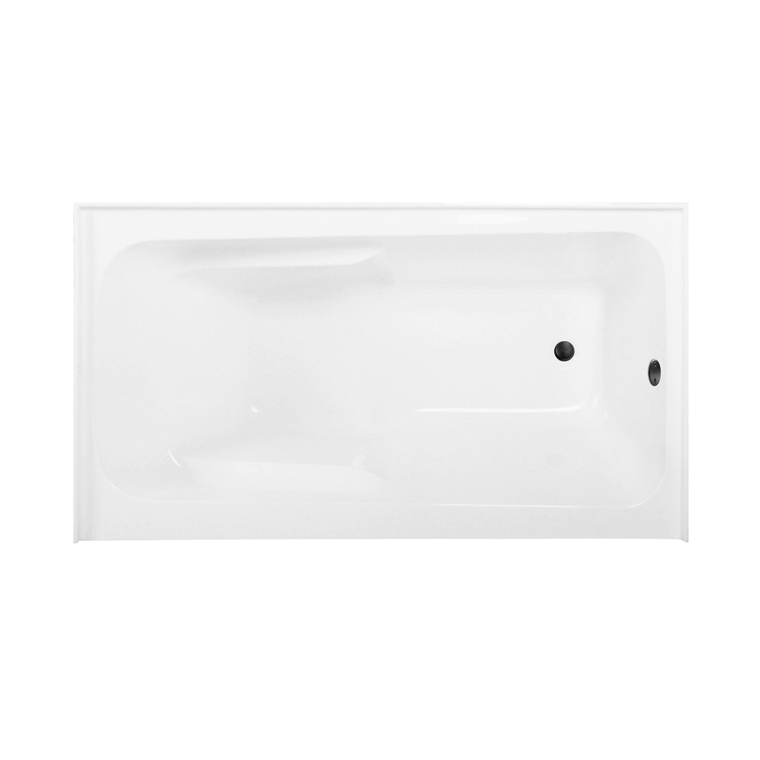 Aqua Eden CVTAP543023R0 54" Acrylic Rectangular 3-Wall Alcove Tub Combo with Armrests and Waste and Overflow Drain (Right Hand Drain), Glossy White/Matte Black