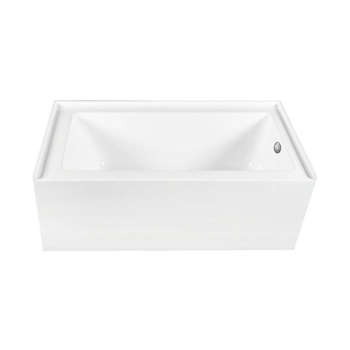 Aqua Eden CVTDE603122R8 60" Acrylic Rectangular 3-Wall Alcove Tub Combo with Waste and Overflow Drain (Right Hand Drain), Glossy White/Brushed Nickel
