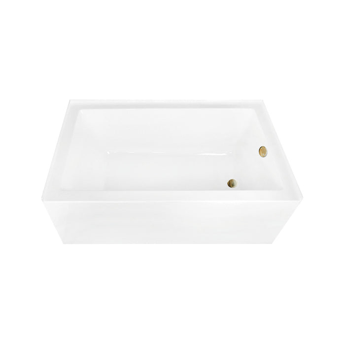 Aqua Eden CVTAP603622R7 60" Acrylic Rectangular 3-Wall Alcove Tub Combo with Waste and Overflow Drain (Right Hand Drain), Glossy White/Brushed Brass
