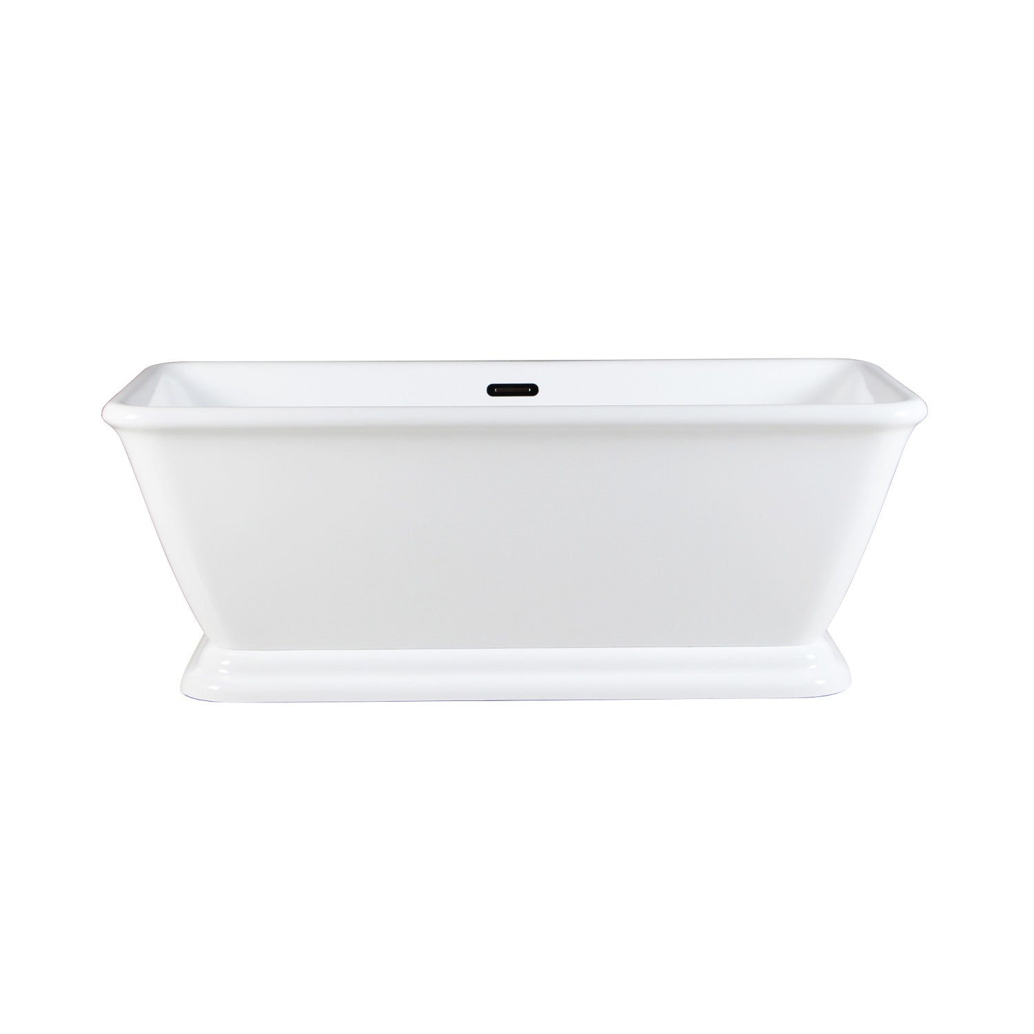 Aqua Eden VTSQ713224 71" Acrylic Oval Rectangular Double Ended Pedestal Tub with Drain (No Faucet Drillings), Glossy White