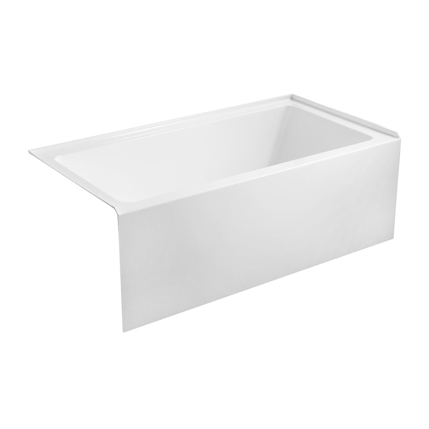 Aqua Eden VTAP6032L22 60" Acrylic Rectangular 3-Wall Alcove Tub, Left Hand Drain Hole, Glossy White