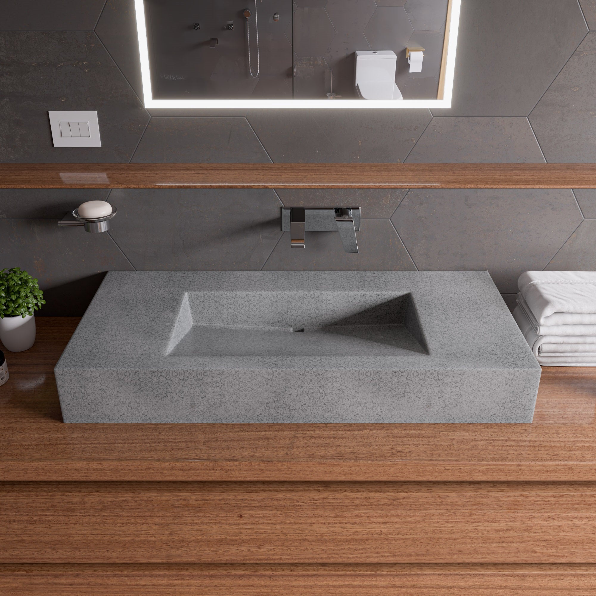 ALFI ABCO40R 40" Solid Concrete Rectangular Countertop Sink