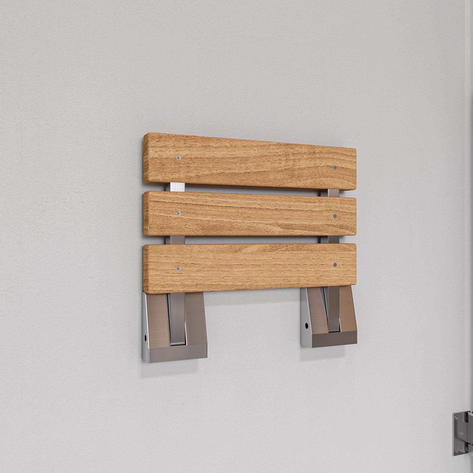 ALFI ABS16S-BN Brushed Nickel 16" Folding Teak Wood Shower Seat Bench