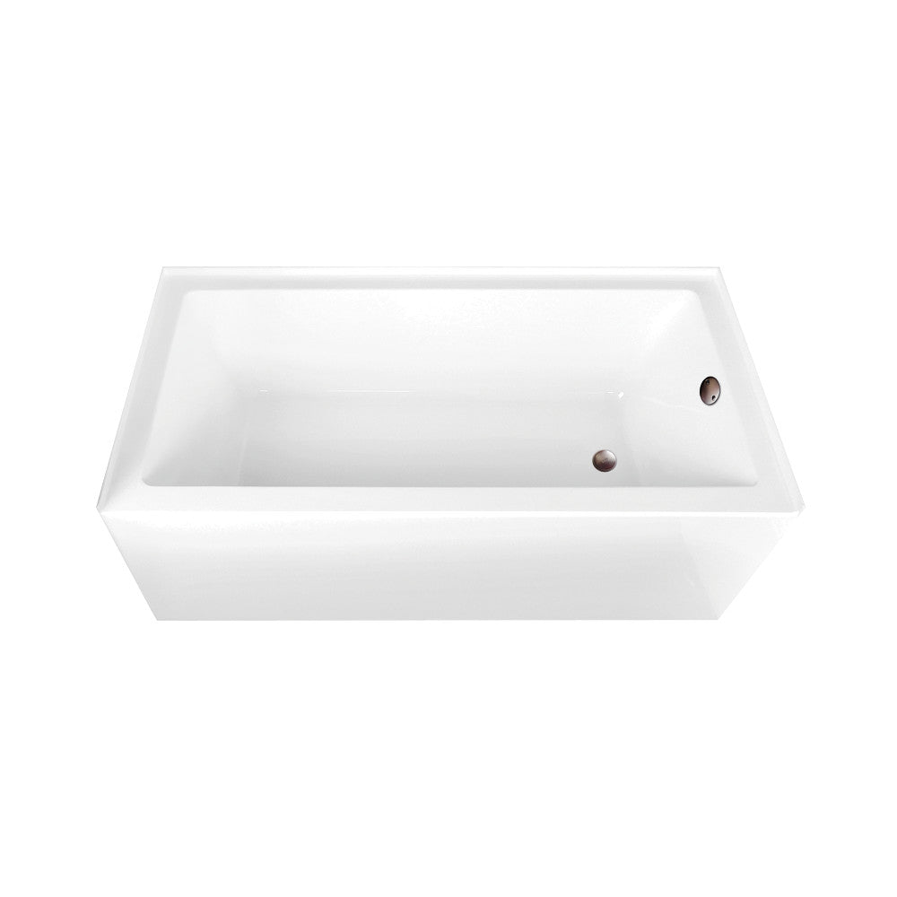 Aqua Eden CVTAP663222R5 66" Acrylic Rectangular 3-Wall Alcove Tub Combo with Waste and Overflow Drain (Right Hand Drain), Glossy White/Oil Rubbed Bronze