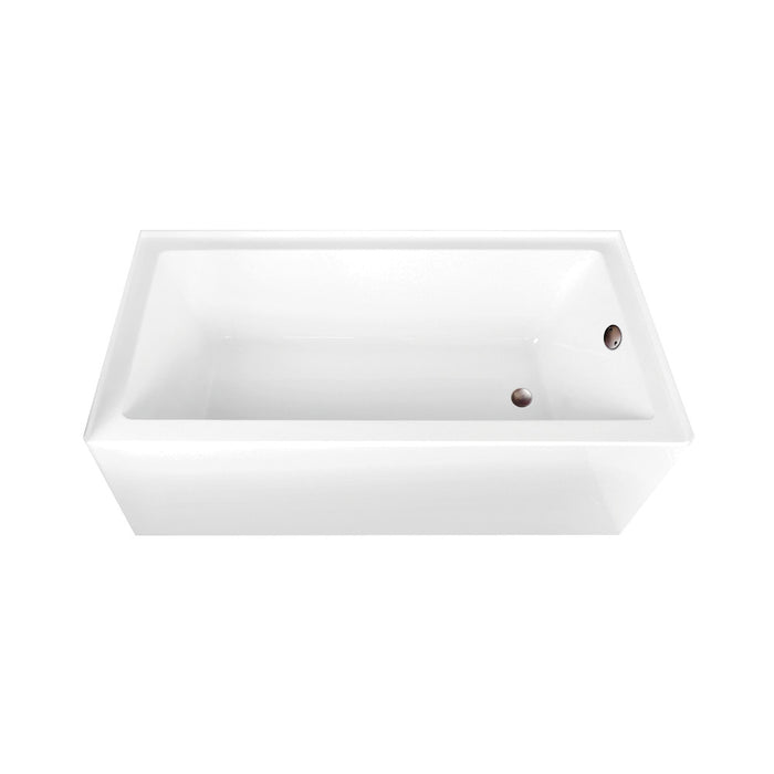 Aqua Eden CVTAP663222R5 66" Acrylic Rectangular 3-Wall Alcove Tub Combo with Right Drain, Glossy White/Oil Rubbed Bronze