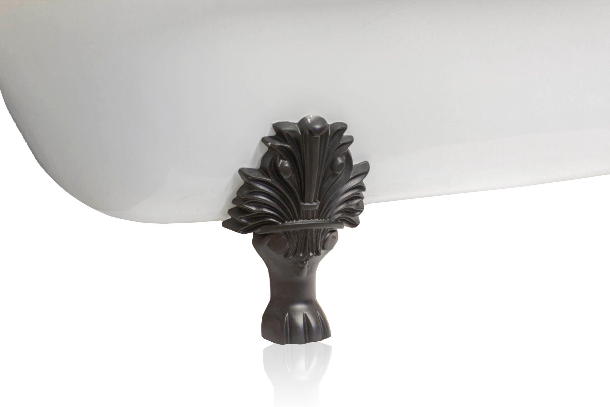 WatermarkFixtures Color Block Double 72″ Glossy White & Matte Black Antique Inspired Cast Iron Concordia Clawfoot Bathtub - Bathroom Design Center