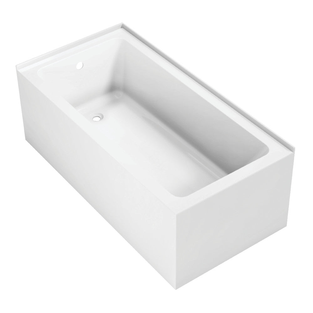 Aqua Eden VTAP6030L22TS 60" Acrylic Rectangular 2-Wall Corner Alcove Tub, Left Hand Drain, Glossy White