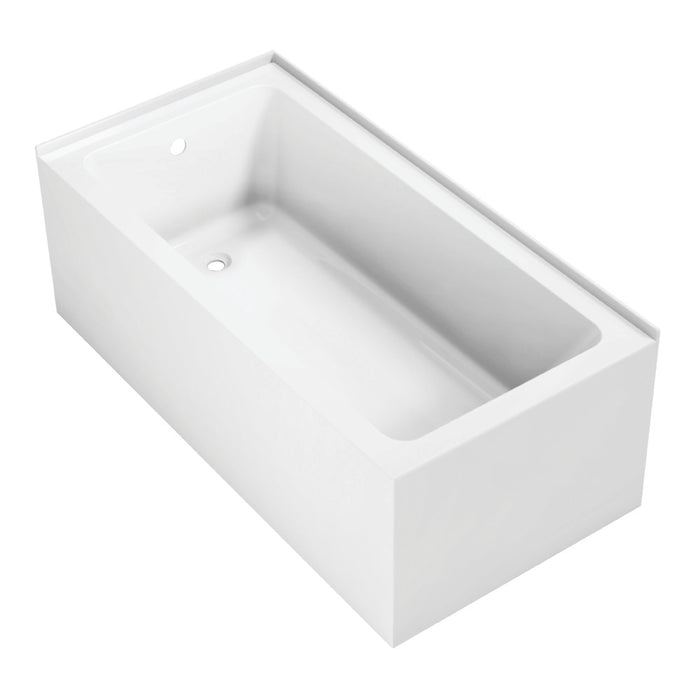 Aqua Eden VTAP6030L22TS 60" Acrylic Rectangular 2-Wall Corner Alcove Tub, Left Hand Drain, Glossy White