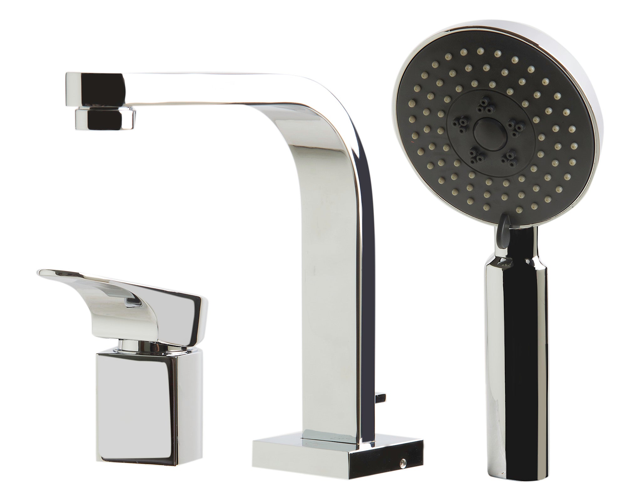ALFI AB2703-PC Polished Chrome Deck Mounted Tub Filler and Round Hand Held Shower Head