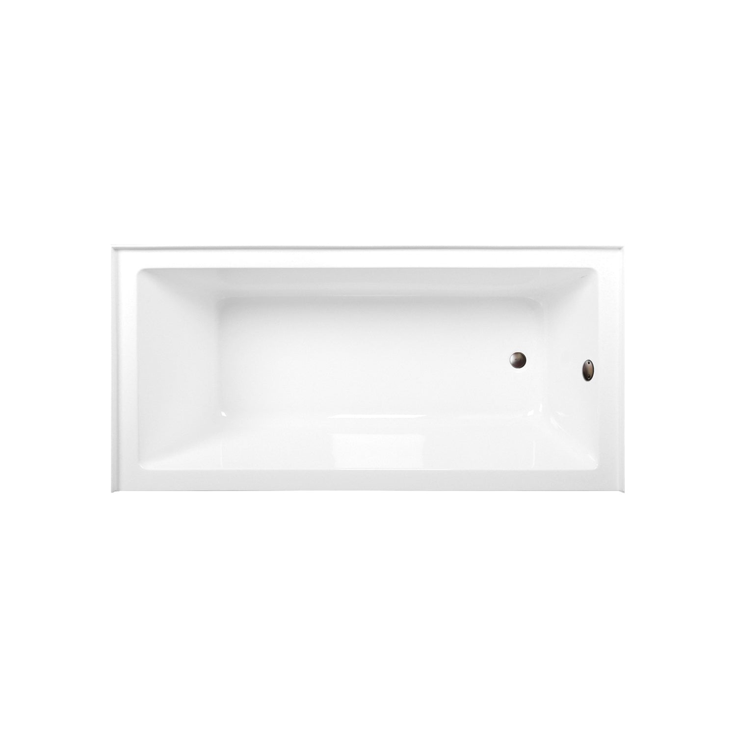 Aqua Eden CVTAP663222R5 66" Acrylic Rectangular 3-Wall Alcove Tub Combo with Waste and Overflow Drain (Right Hand Drain), Glossy White/Oil Rubbed Bronze