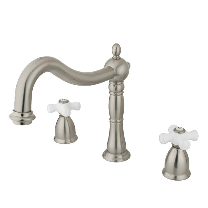 Kingston Brass KS1348PX Heritage Two-Handle Deck Mount Roman Tub Faucet, Brushed Nickel