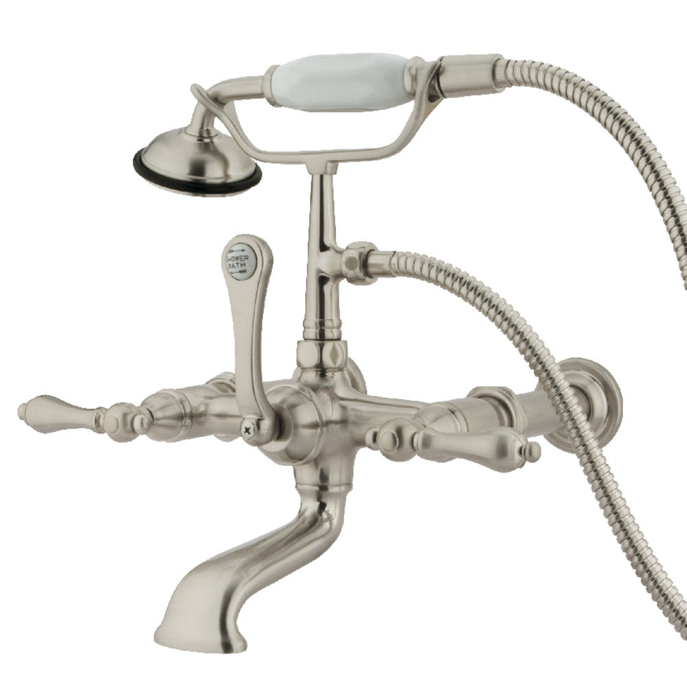 Kingston Brass CC541T8 Vintage 7-Inch Wall Mount Tub Faucet with Hand Shower, Brushed Nickel