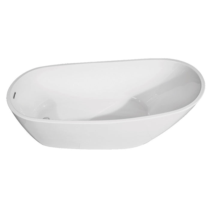 Kingston Brass VTRS632927 63" Acrylic Oval Single Slipper Freestanding Tub with Drain, Glossy White