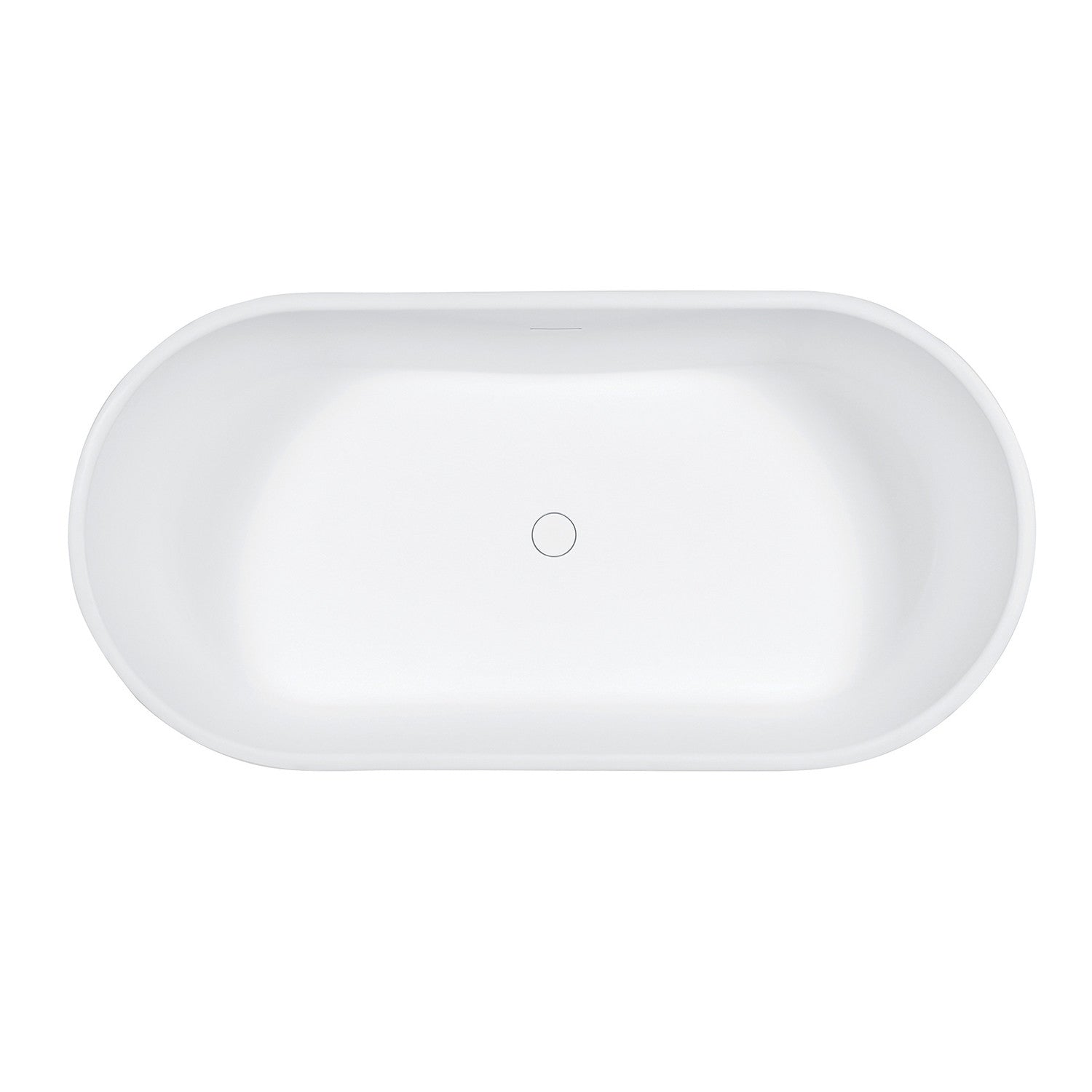 Aqua Eden VRTDE593023 59" Solid Surface Oval Double Ended Pedestal Tub with Drain (No Faucet Drillings), Glossy White/Matte White