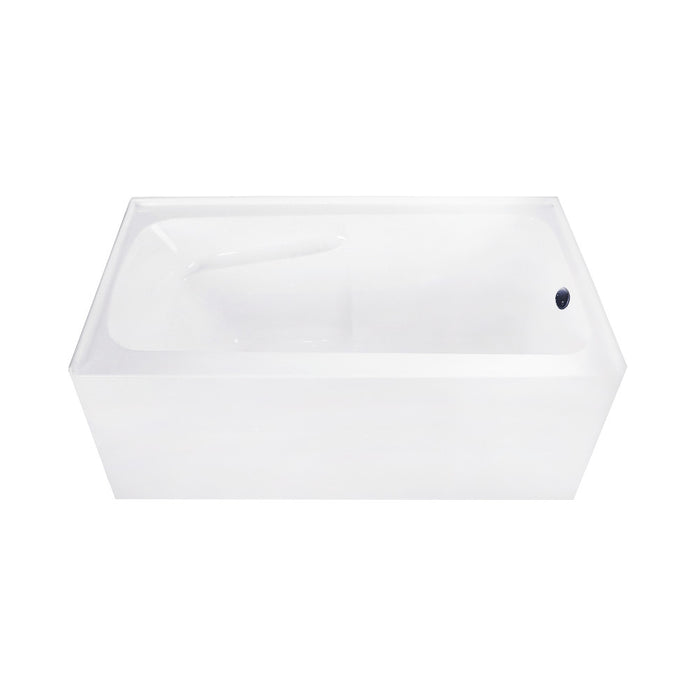 Aqua Eden CVTAP543023R0 54" Acrylic Rectangular 3-Wall Alcove Tub Combo with Armrests, Right Drain, Glossy White/Matte Black