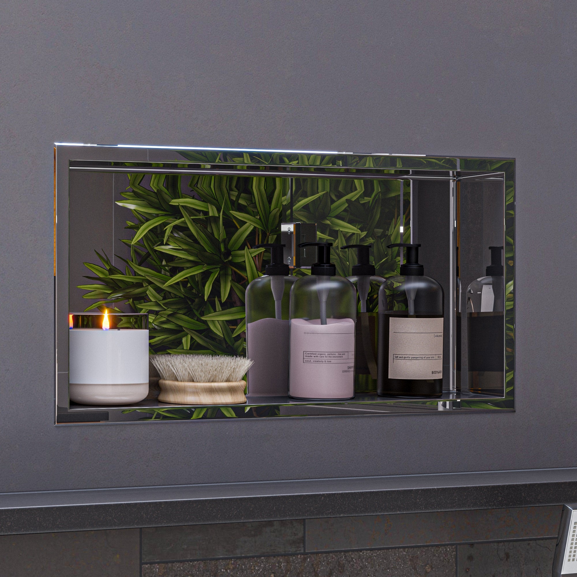 ALFI ABN2412-PSS 24 x 12 Polished Stainless Steel Horizontal Single Shelf Bath Shower Niche