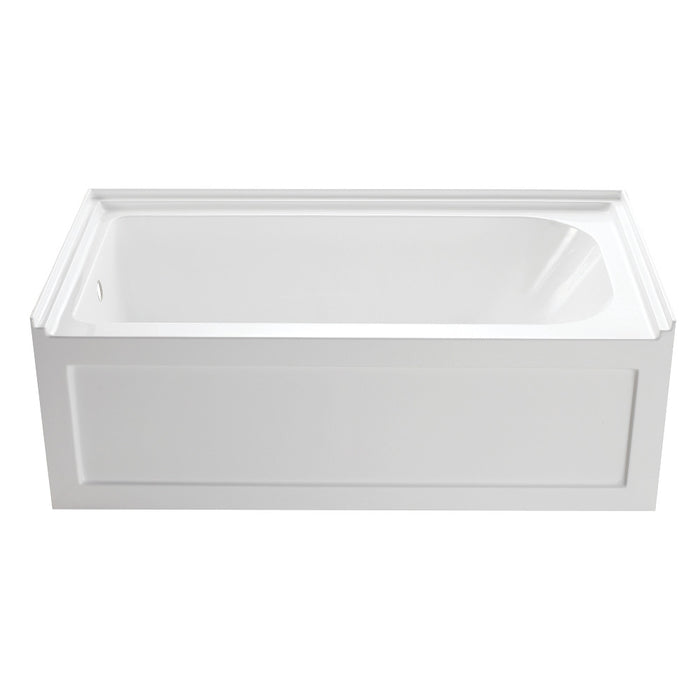 Aqua Eden VTAP6032L21A 60" Acrylic Rectangular 3-Wall Alcove Tub with Anti-Skid Surface, Left Hand Drain, Glossy White