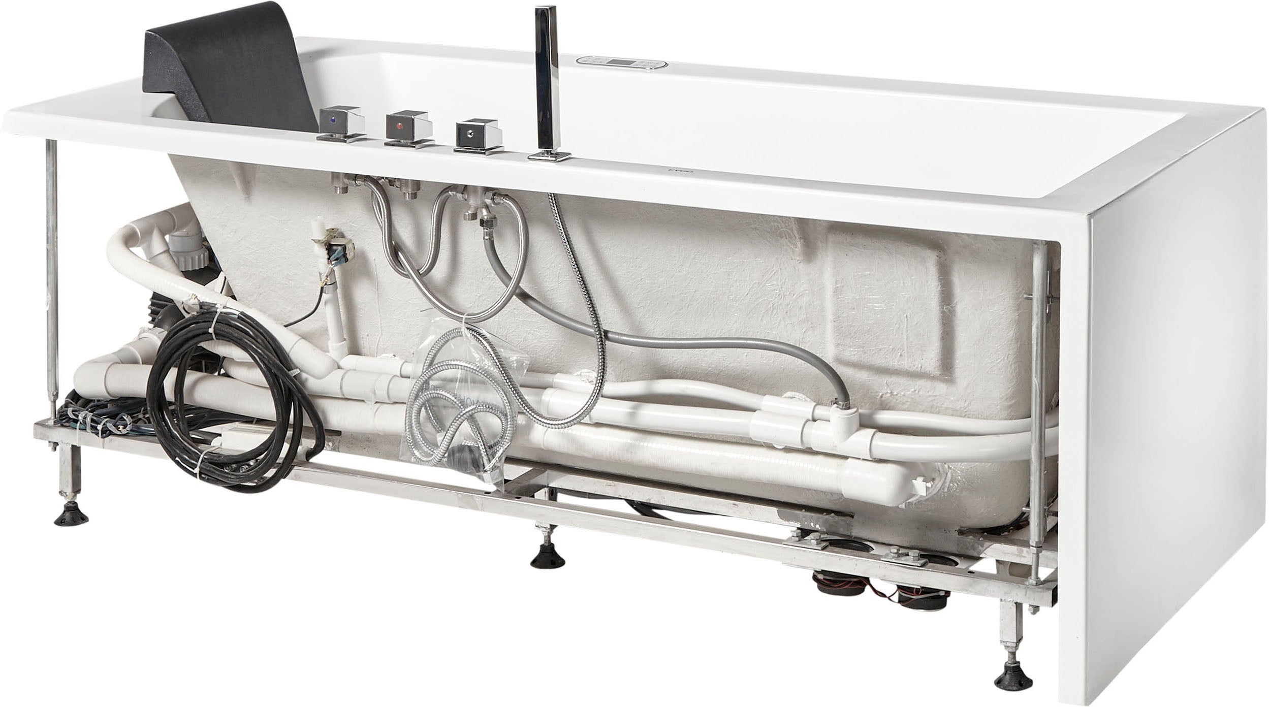 EAGO AM154ETL-L5 5 ft Acrylic White Rectangular Whirlpool Bathtub w Fixtures