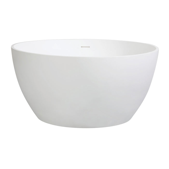 Kingston Brass VRTRO454523 45" Solid Surface Round Double Ended Freestanding Tub with Drain, Matte White