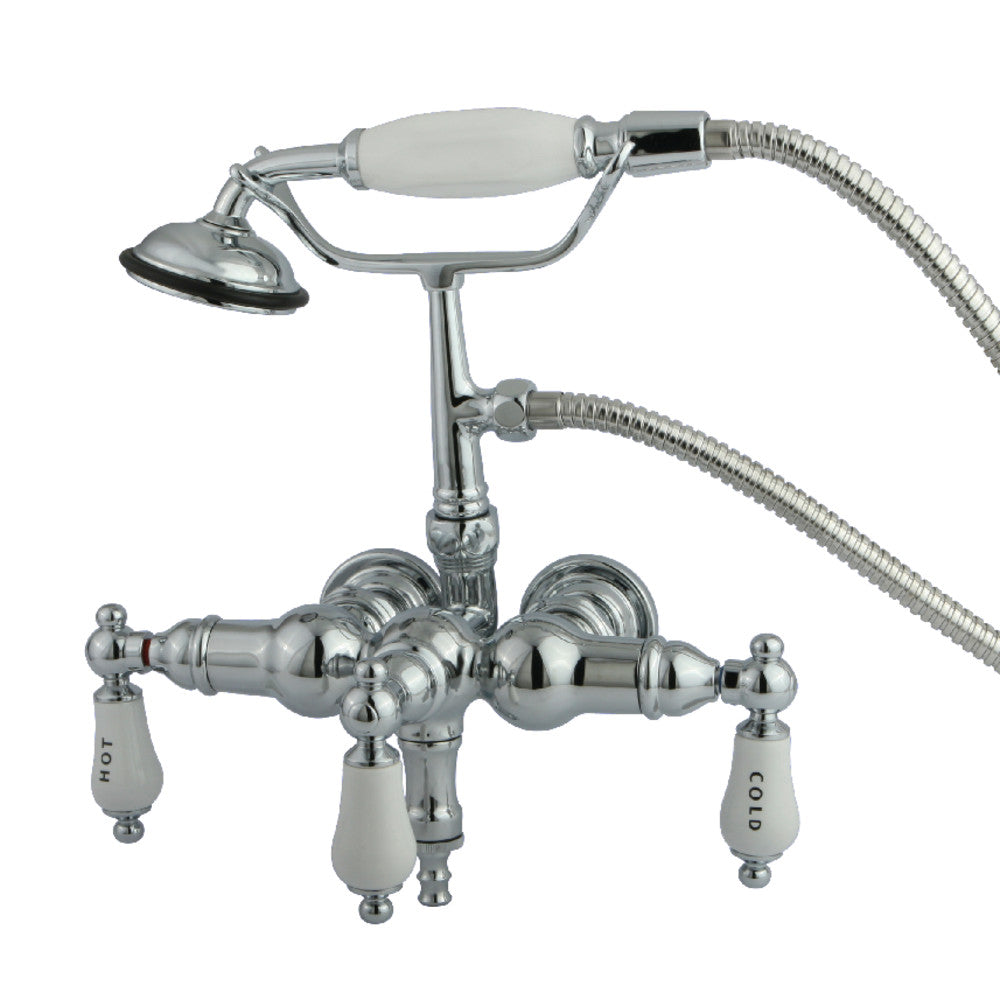 Kingston Brass CC22T1 Vintage 3-3/8-Inch Wall Mount Tub Faucet with Hand Shower, Polished Chrome