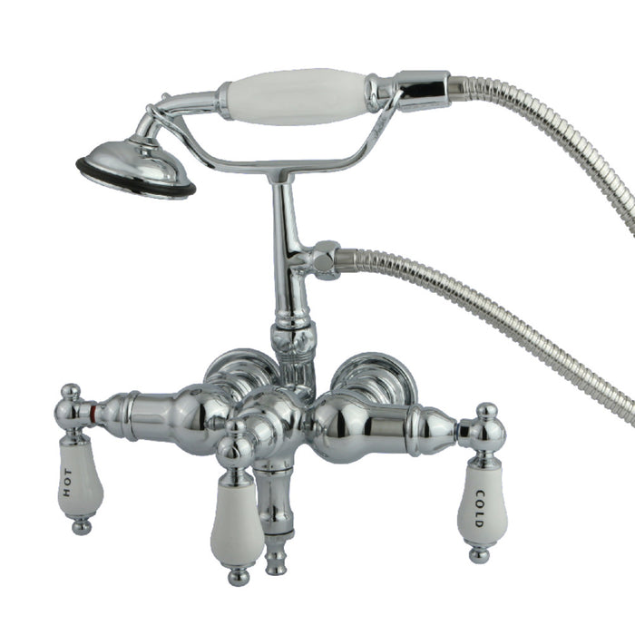 Kingston Brass CC22T1 Vintage 3-3/8-Inch Wall Mount Tub Faucet with Hand Shower, Polished Chrome