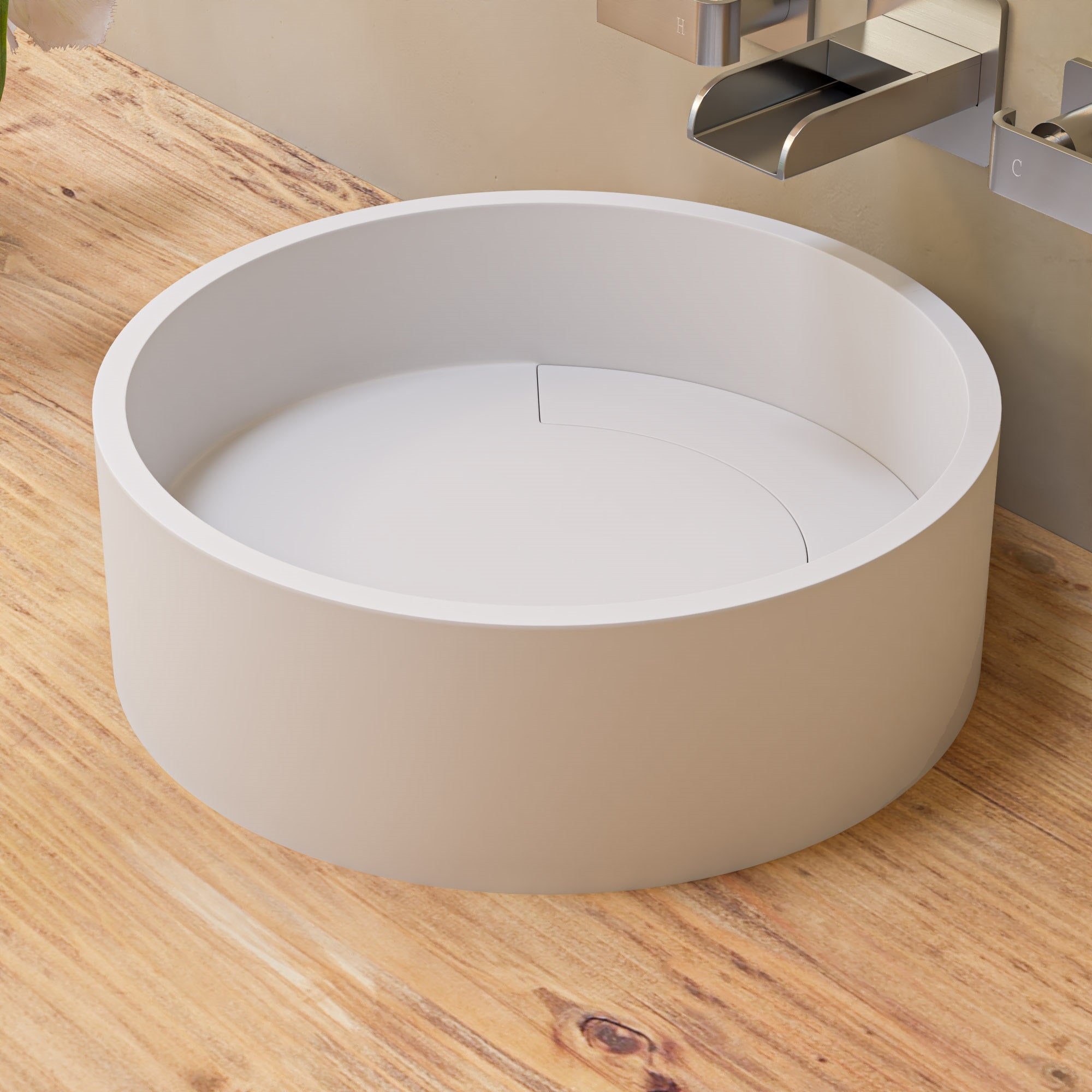 ALFI ABRS15R 15" Round White Matte Solid Surface Resin Sink
