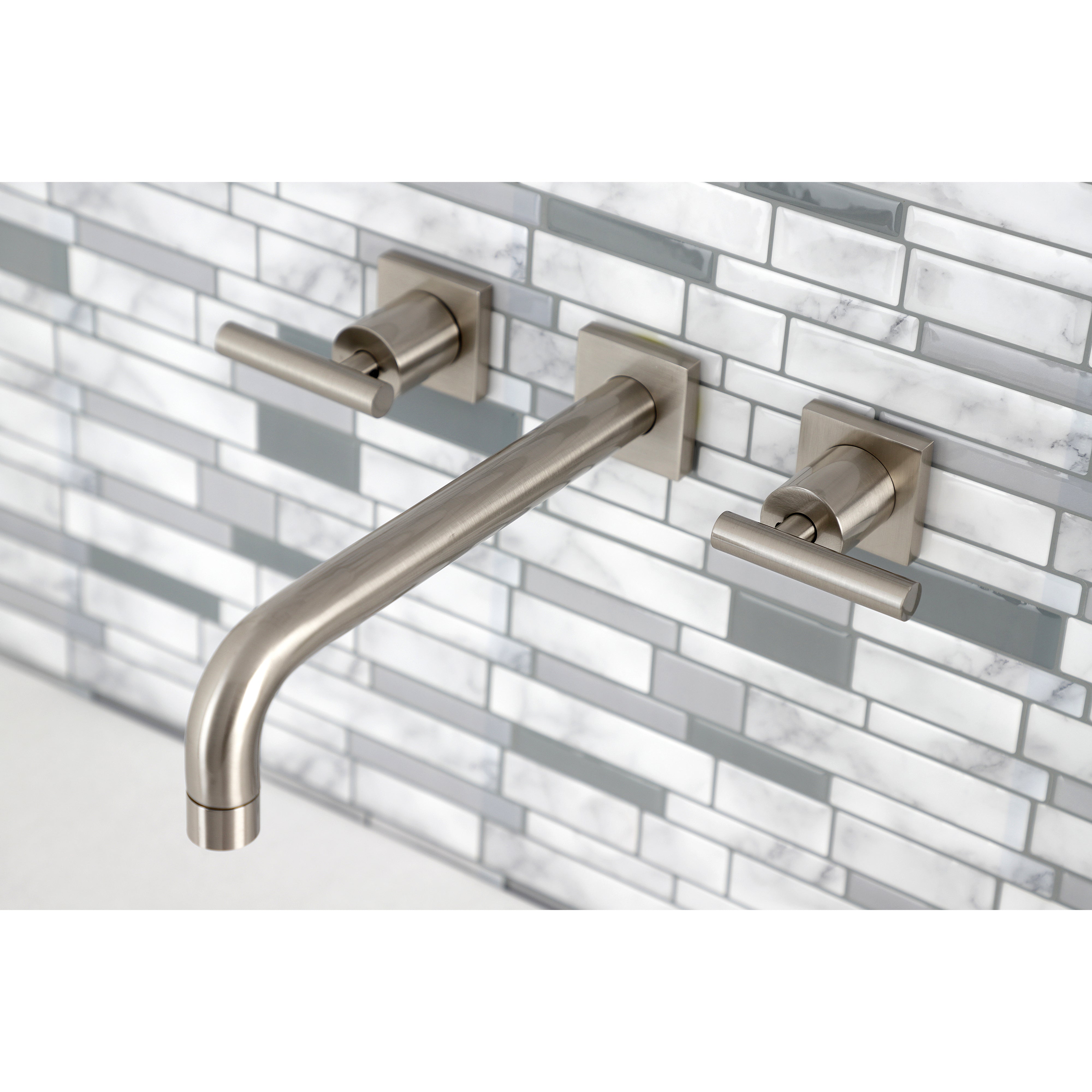 Kingston Brass KS6028CML Manhattan Two-Handle Wall Mount Roman Tub Faucet, Brushed Nickel