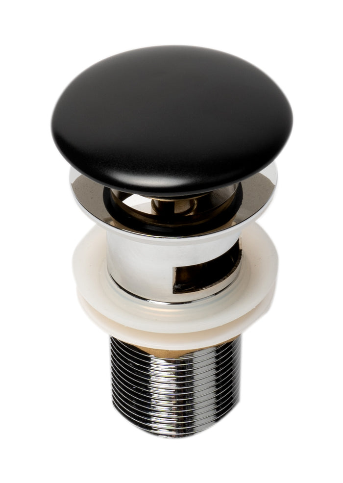 ALFI AB8056-BM Black Matte Ceramic Mushroom Top Pop Up Drain for Sinks with Overflow
