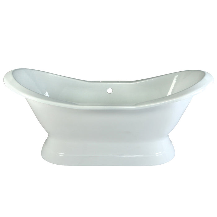 Aqua Eden VCT7D723130 72" Cast Iron Oval Double Slipper Pedestal Tub (7" Faucet Drillings), White