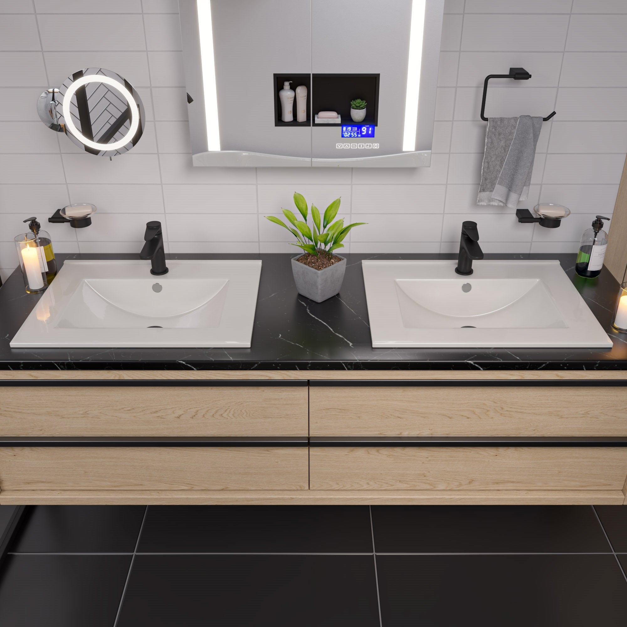 ALFI ABC803 White 25" Rectangular Drop In Ceramic Sink with Faucet Hole