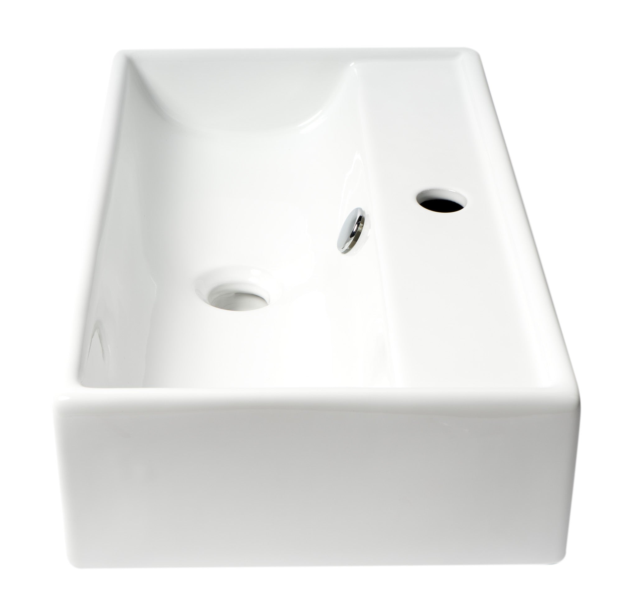 ALFI ABC122 White 22" Rectangular Wall Mounted Ceramic Sink with Faucet Hole