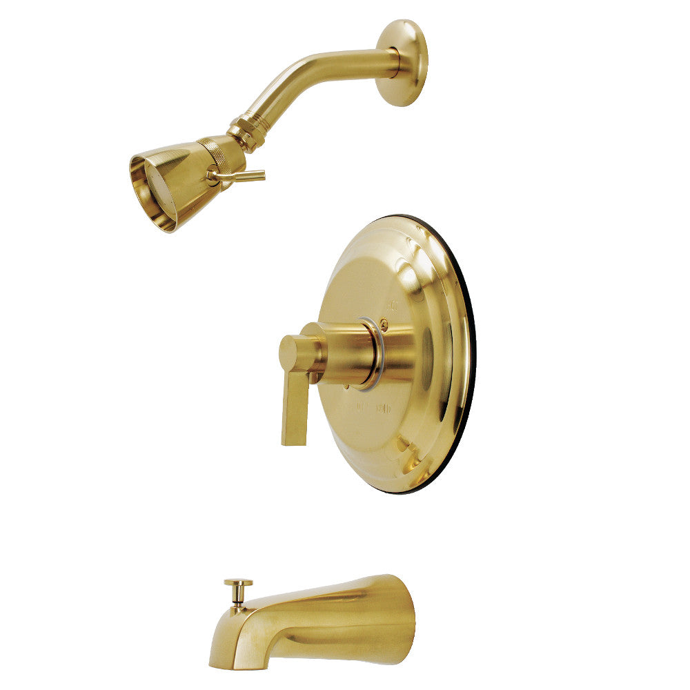 Kingston Brass KB3637NDL NuvoFusion Single-Handle Pressure Balanced Tub and Shower Faucet, Brushed Brass