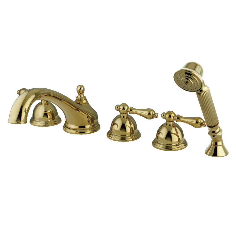 Kingston Brass KS33525AL Milano 5-Piece Roman Tub Faucet with Hand Shower, Polished Brass