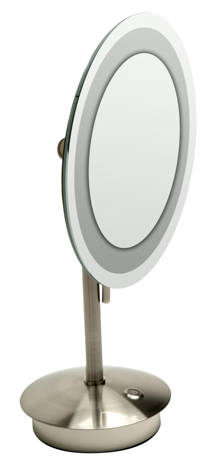 ALFI ABM9FLED-BN Brushed Nickel Tabletop Round 9" 5x Magnifying Cosmetic Mirror with Light