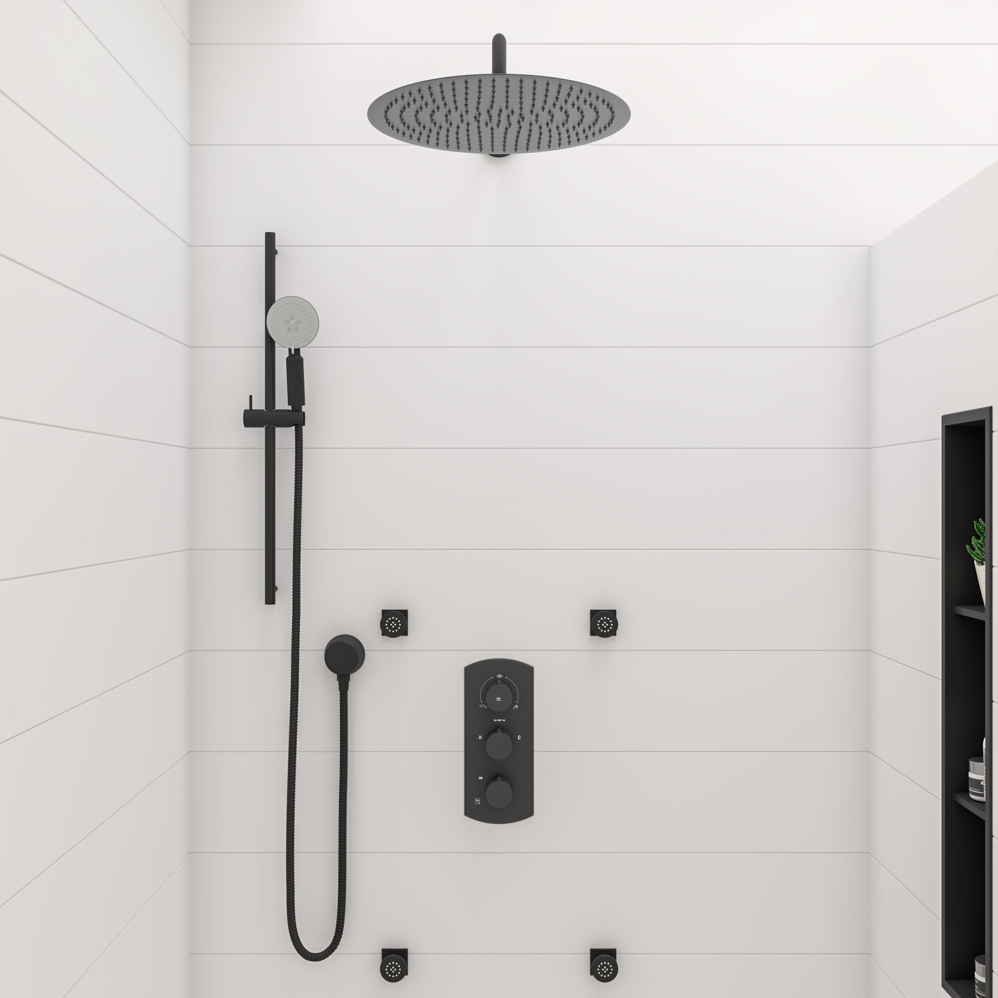 ALFI ABSA20R-BM Black Matte 20" Round Wall Shower Arm