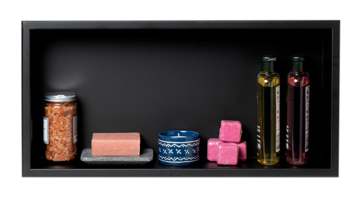 ALFI ABNC2412-BLA 24 x 12 Black Matte Stainless Steel Horizontal Single Shelf Bath Shower Niche