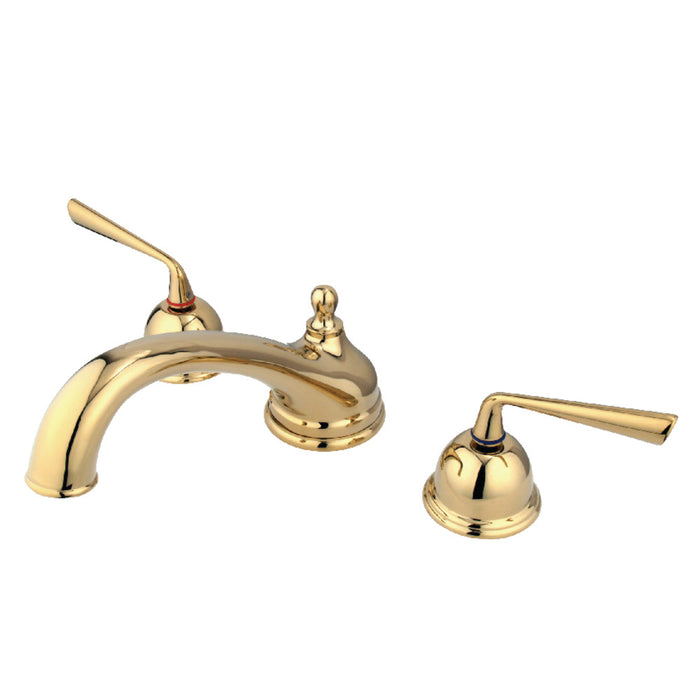 Kingston Brass KS3352ZL Silver Sage Two-Handle Deck Mount Roman Tub Faucet, Polished Brass