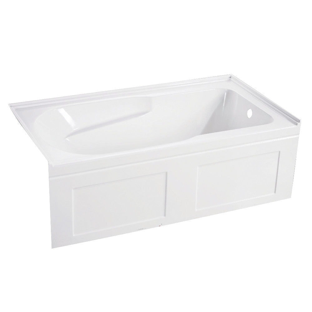 Aqua Eden VTAP603220CR 60" Acrylic Rectangular 3-Wall Alcove Tub with Anti Skid and Right Drain Hole, Glossy White