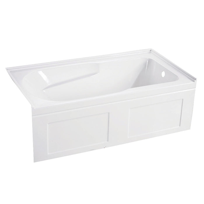 Aqua Eden VTAP603220CR 60" Acrylic Rectangular 3-Wall Alcove Tub with Anti Skid and Right Drain Hole, Glossy White