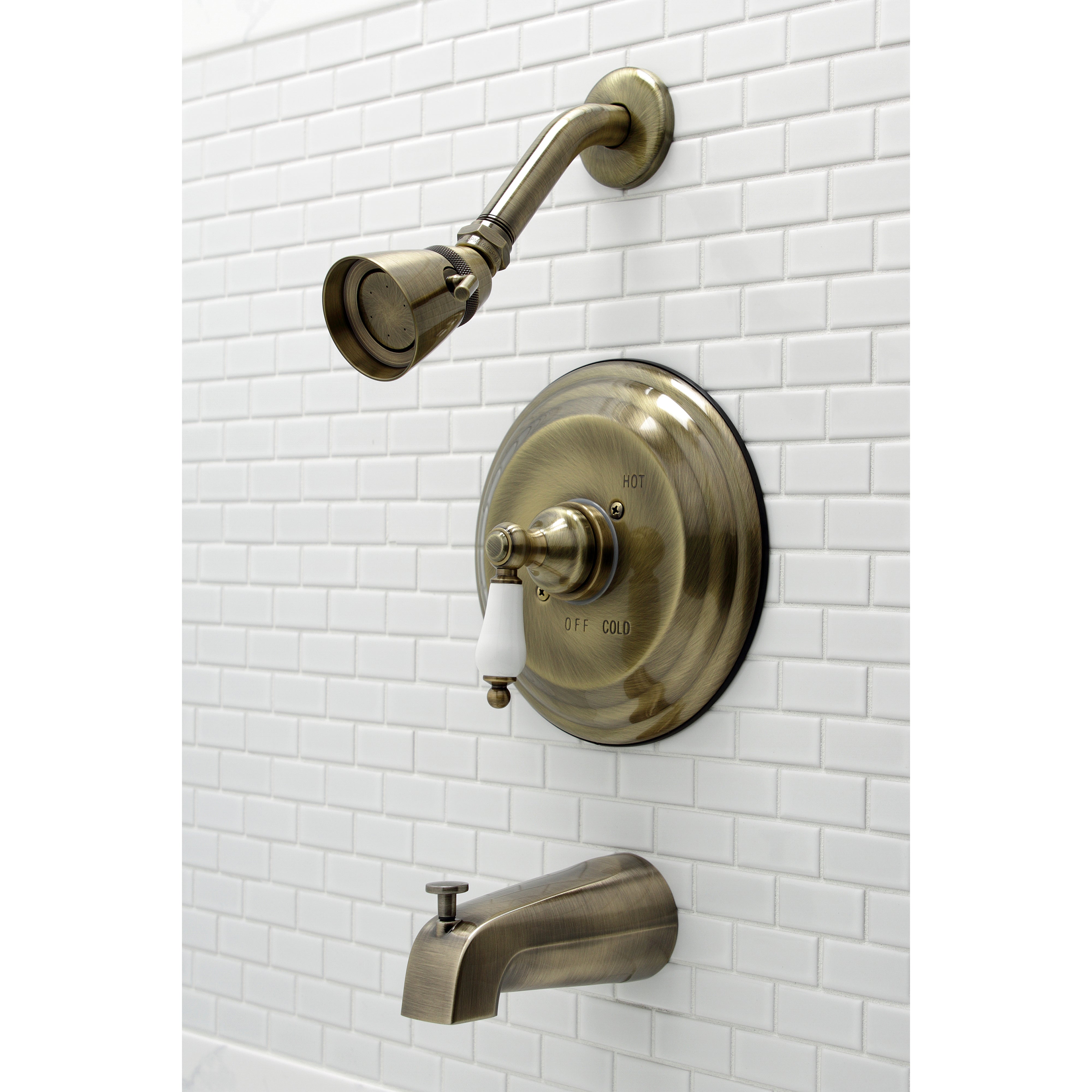 Kingston Brass KB3633PL Restoration Single-Handle Pressure Balanced Tub and Shower Faucet, Antique Brass