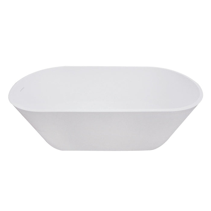 Kingston Brass VRTRS673123 67" Solid Surface Oval Double Ended Freestanding Tub with Drain, Matte White