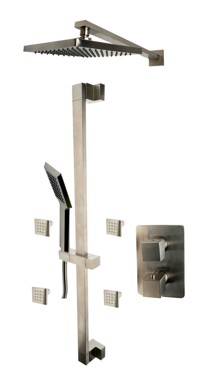 ALFI AB2287-BN Brushed Nickel 3 Way Thermostatic Shower Set with Body Sprays
