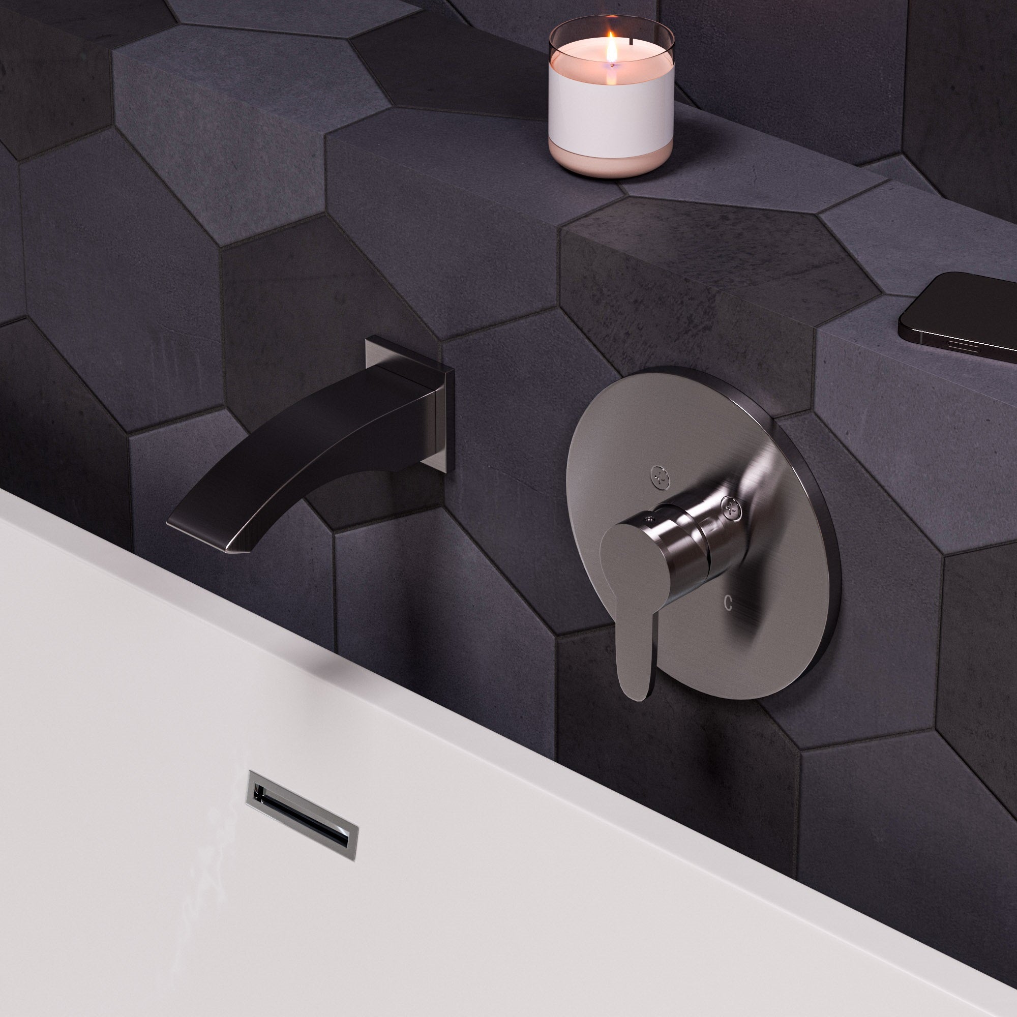 ALFI AB3001-BN Brushed Nickel Shower Valve Mixer with Rounded Lever Handle