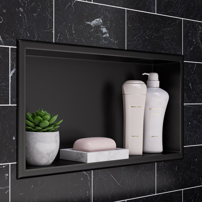 ALFI ABNP2412-BB 24" x 12" Brushed Black PVD Stainless Steel Horizontal Single Shelf Shower Niche