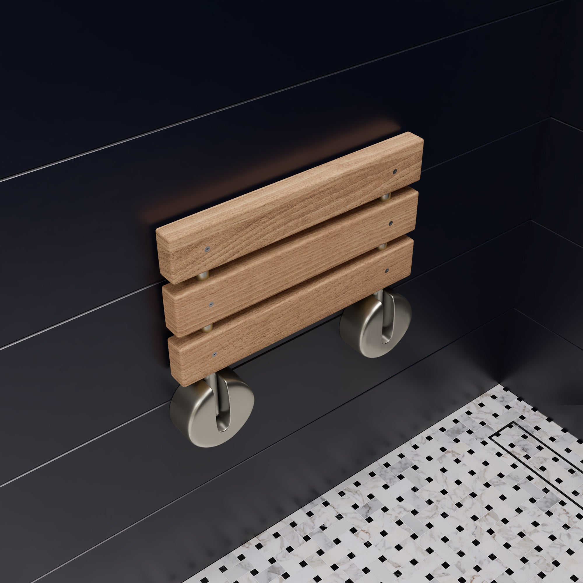 ALFI ABS16R 16 Inch Folding Teak Wood Shower Seat Bench