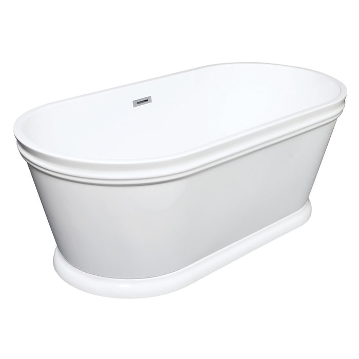 Kingston Brass VTPDE602922 60" Acrylic Oval Double Ended Pedestal Tub with Drain (No Faucet Drillings), Glossy White