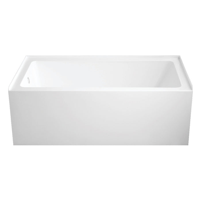 Aqua Eden VTAP6032L22C 60" Acrylic Rectangular 3-Wall Alcove Tub with Anti-Skid Surface, Left Hand Drain, Glossy White