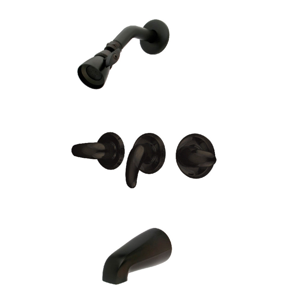 Kingston Brass KB235LL Legacy Triple-Handle Tub and Shower Faucet, Oil Rubbed Bronze