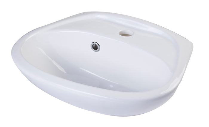 ALFI AB106 White Small Porcelain Wall Mount Basin with Overflow